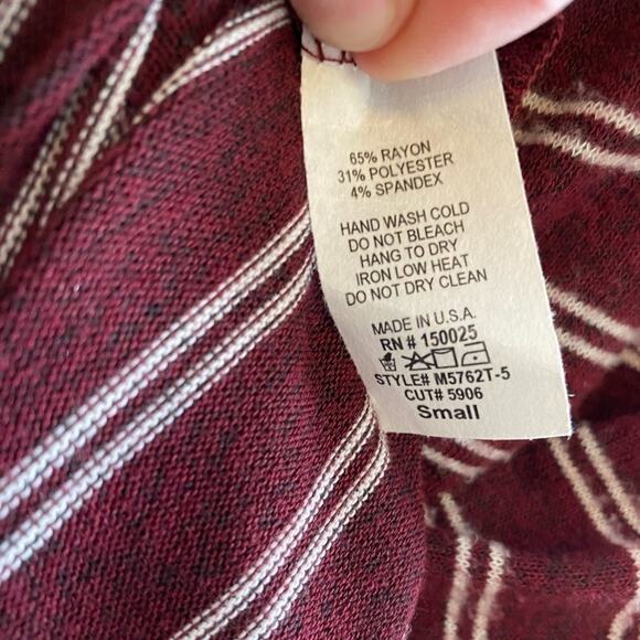 Emory Park Striped Lightweight Bell Sleeve V-Neck Button Up Cropped Sweater Sz S - Picture 5 of 5